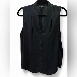 Quince washable silk solid black sleeveless blouse. Sz. L. EUC